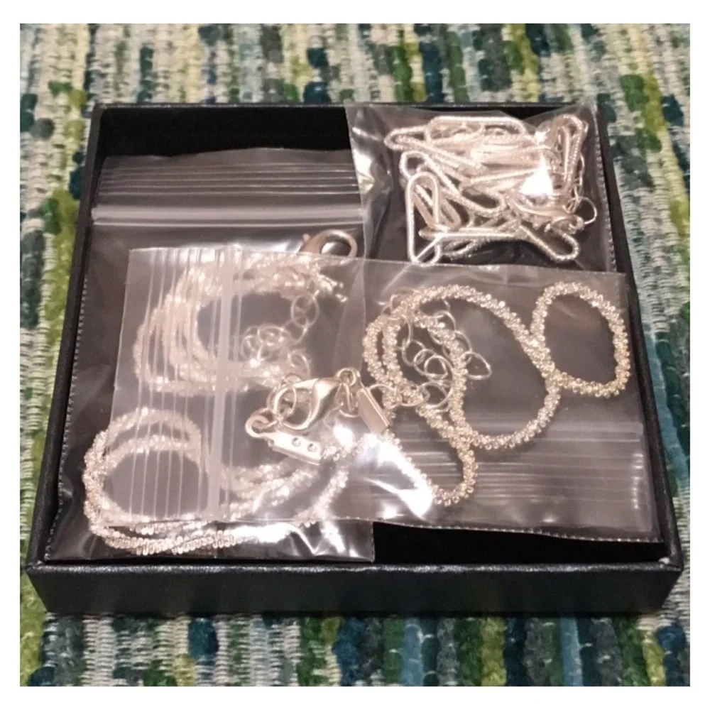 New! 3pc White Silver Anklet Set